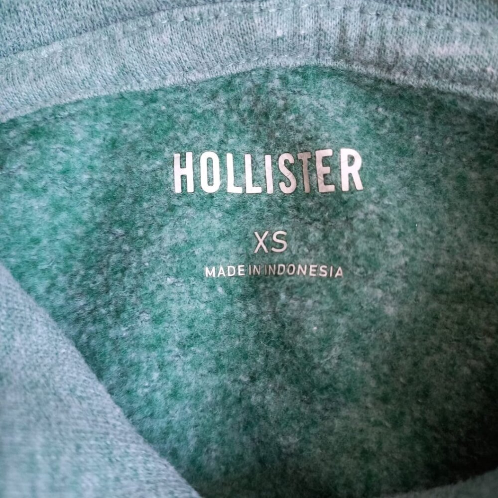 Hollister Teal Pullover Hoodie XS Unisex Classic Fleece Sweatshirt - Picture 6 of 9